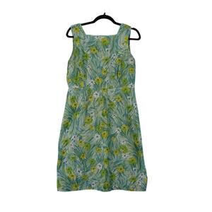 Vintage Homemade Green Floral Dress Size 10